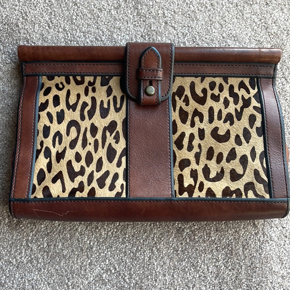 Fossil Vintage Reissue VRI cheetah leopard animal print clutch purse
